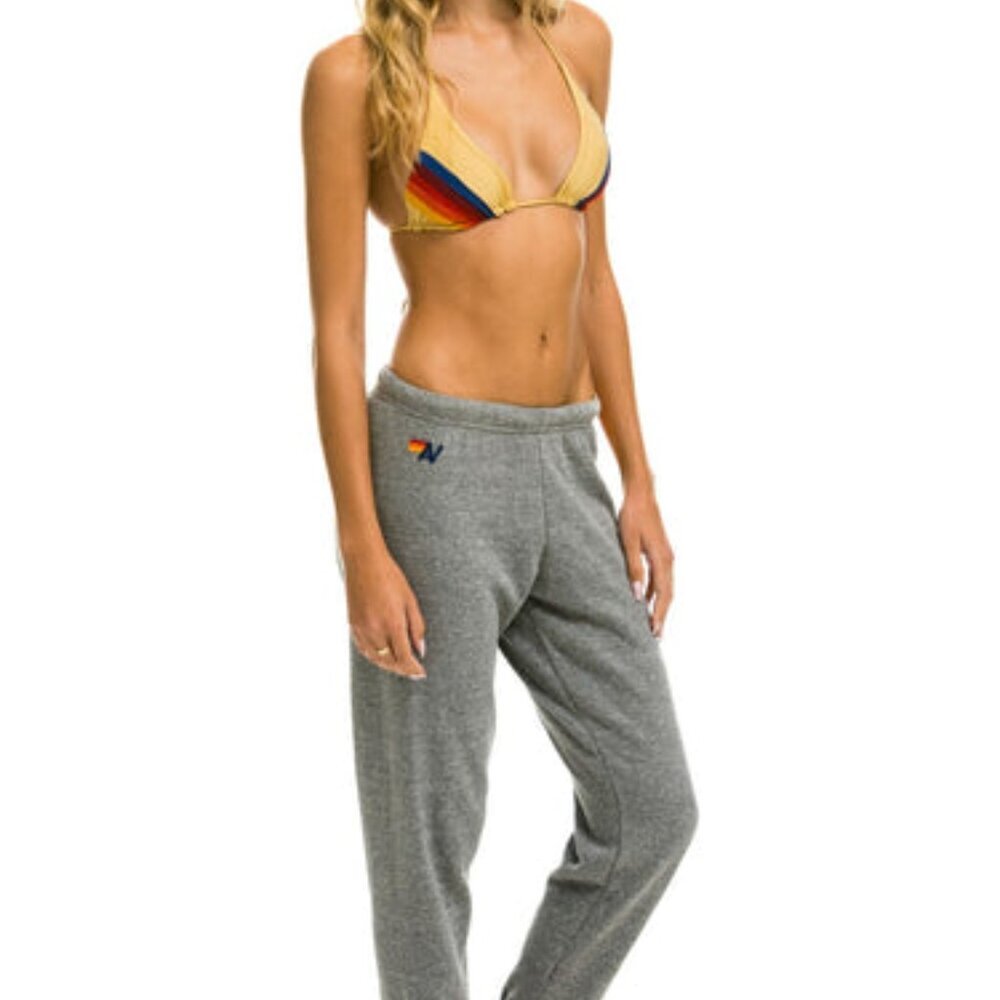 New Aviator Nation 5 Stripe Sweatpants Heather Grey sz Medium fashion $165 msrp - Picture 2 of 4